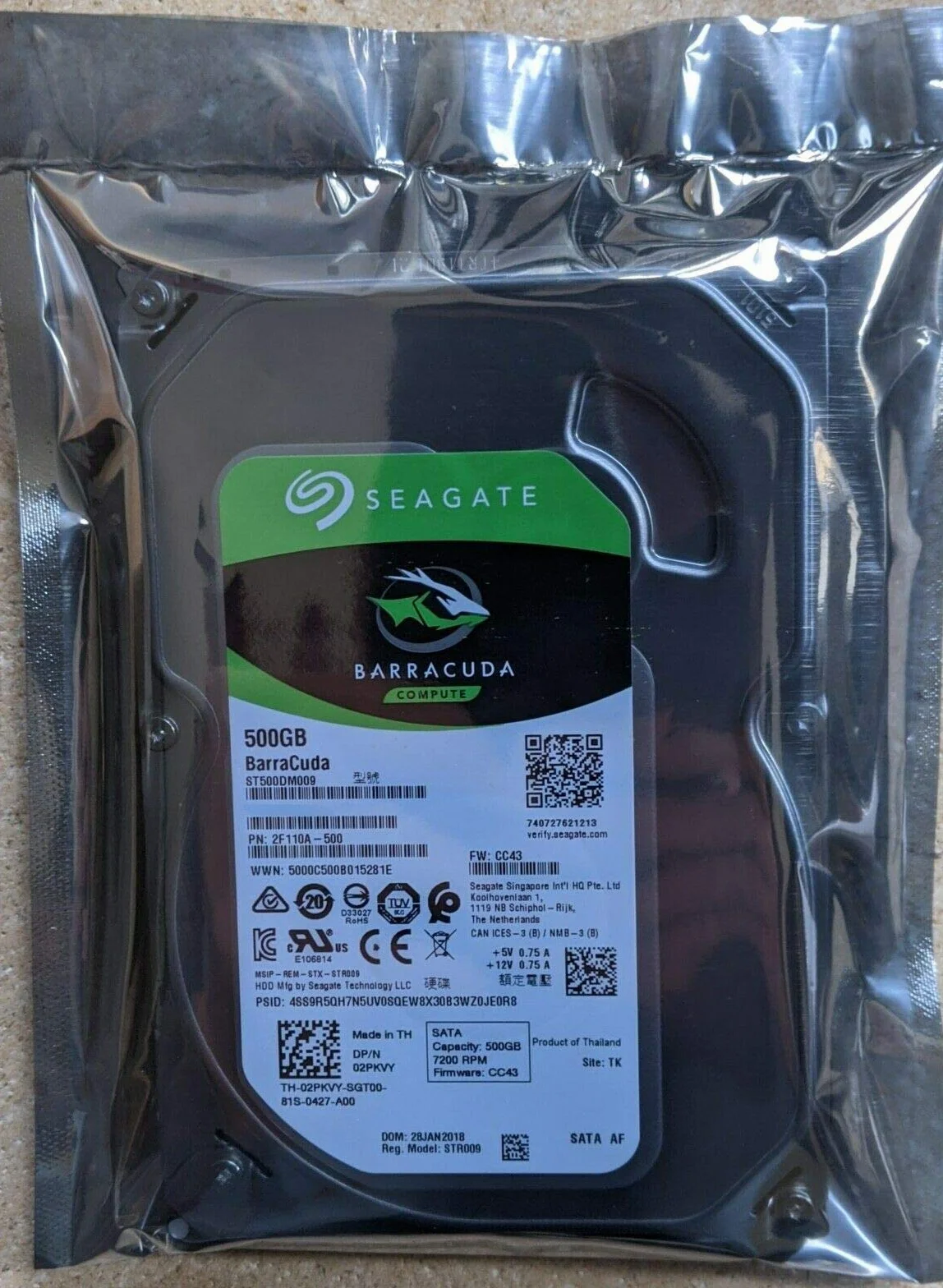 Seagate - Disco Rigido 500 GB 3.5" SATA Barracuda ST500DM009 2F110A-500 2PKVY (Ricondizionato)