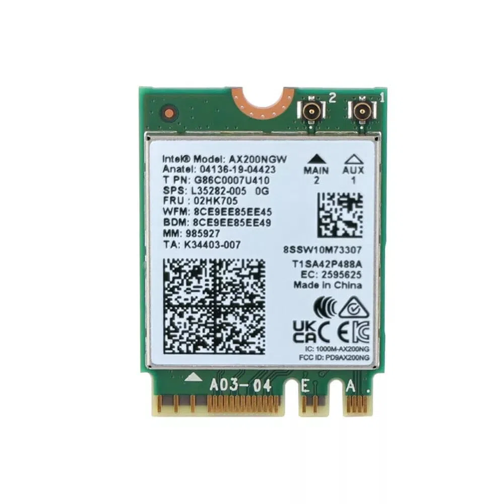 Scheda adattatore Intel WiFi 6 AX200 M.2, Dual Band 802.11ax, fino a 2,4 Gbps, Bluetooth 5.2, compatibile con Windows 10/11