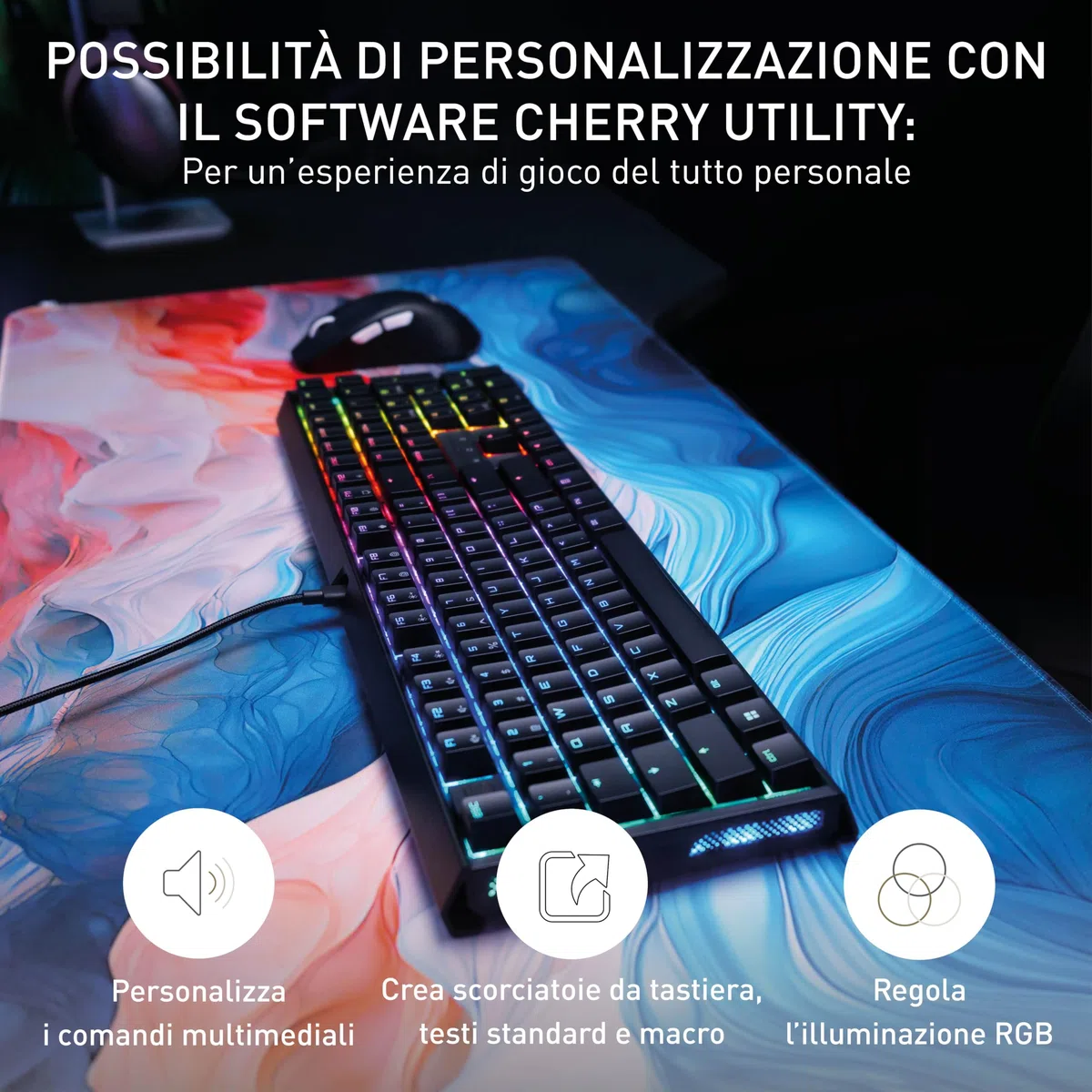 CHERRY XTRFY MX 3.1, Tastiera da gaming meccanica, Layout per il Regno Unito (QWERTY), Illuminazione RGB, Alloggiamento in alluminio, USB-A, Interruttori MX2A BROWN, colore nero