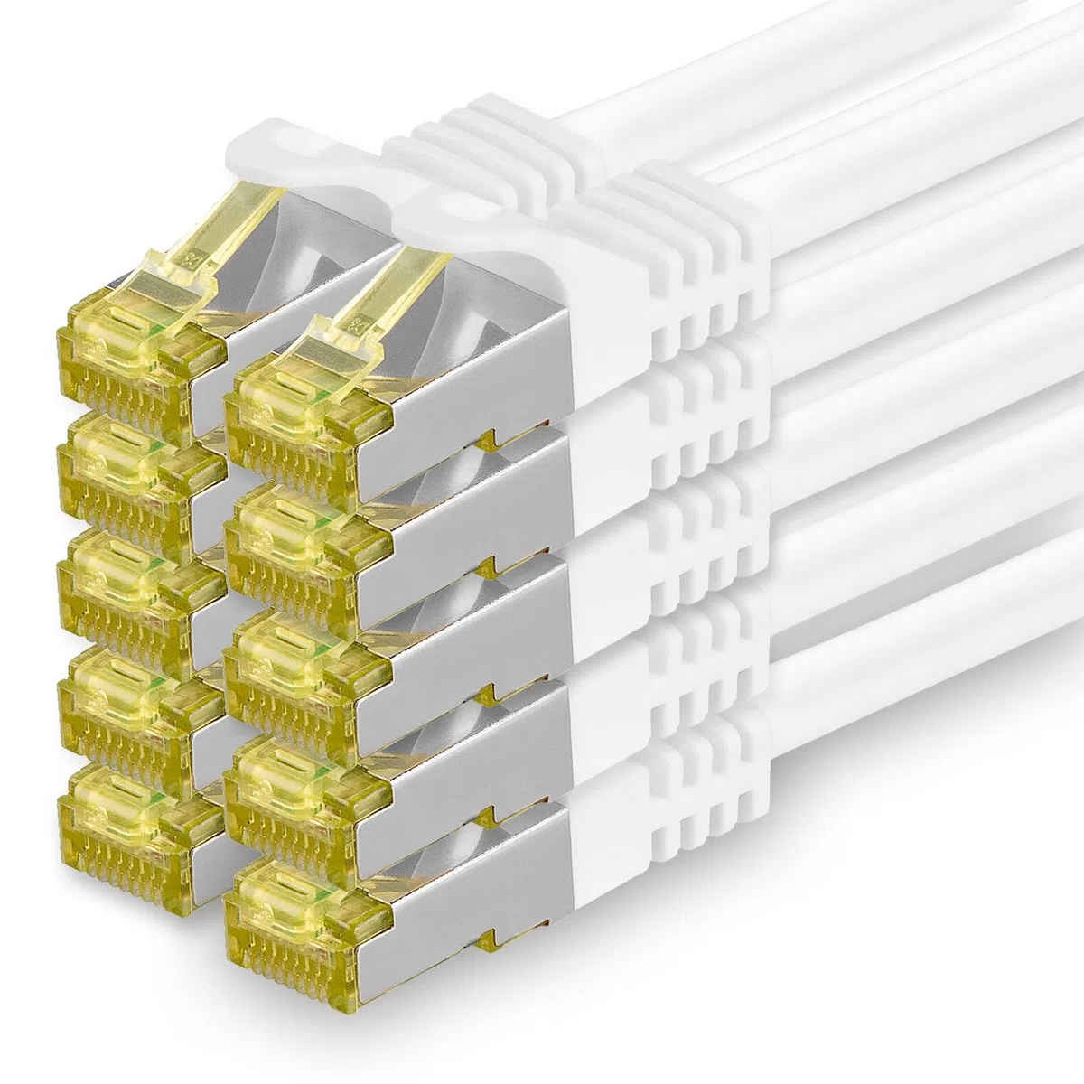 Cavo di rete CAT-7 Cat.7, 10 x 1,0 m, Ethernet, Lan & Patch RJ-45 SFTP 10 GB/s – bianco