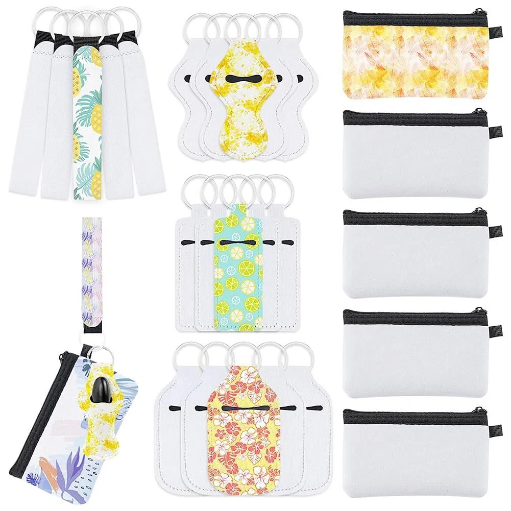 Set da 25 pezzi con pochette da polso a sublimazione per , , astuccio per trucco, per regali fai da te, Foto a colori