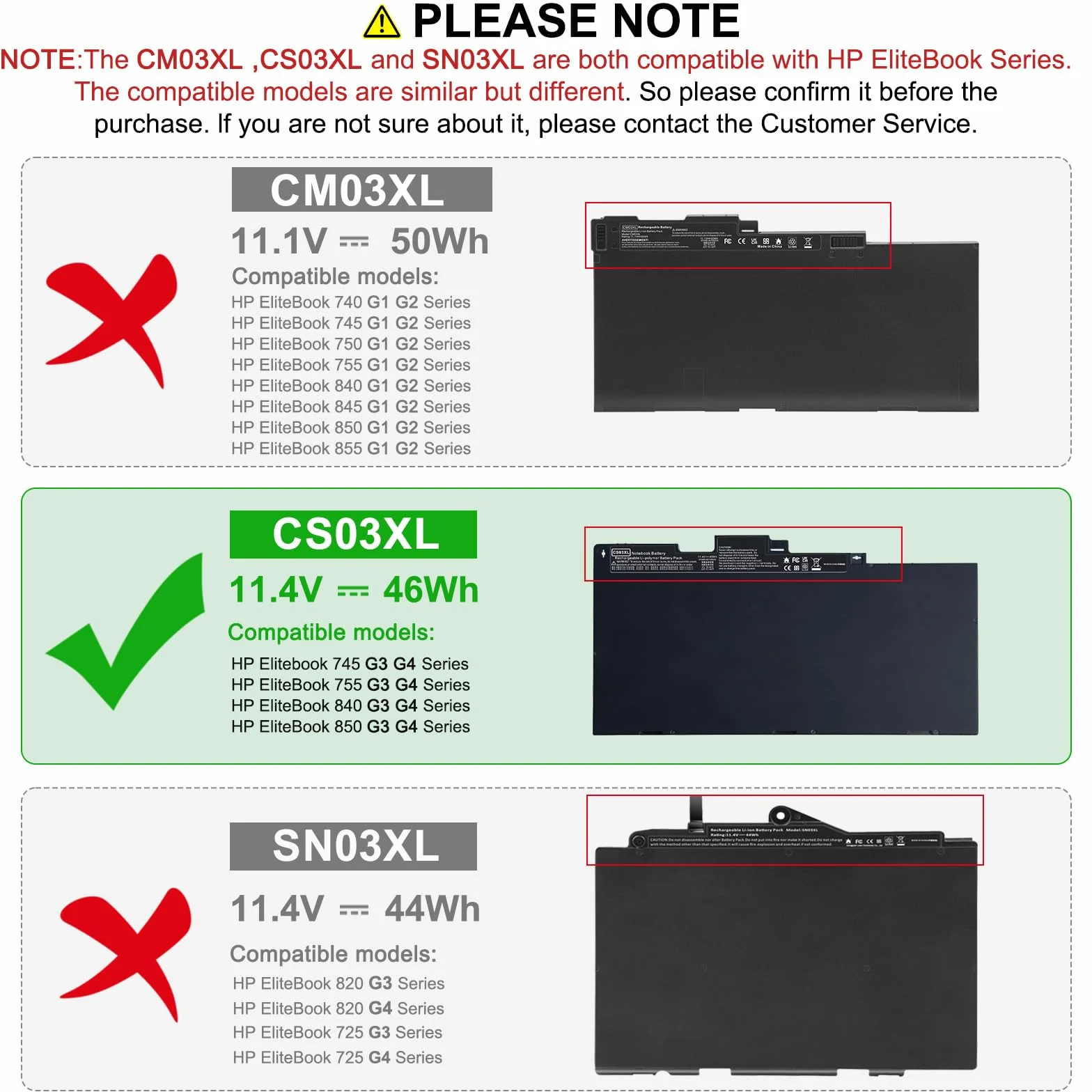ASUNCELL CS03XL Batteria per PC portatile per HP Elitebook 745 G3 745 G4 755 G3 755 G4, 840 G3 840 G4 850 G3 850 G4 Series, ZBook 15u G3 Series, CS03XL, HSTNN-I33C-4, HSTNN-I33C-5, 11.4V-46Wh