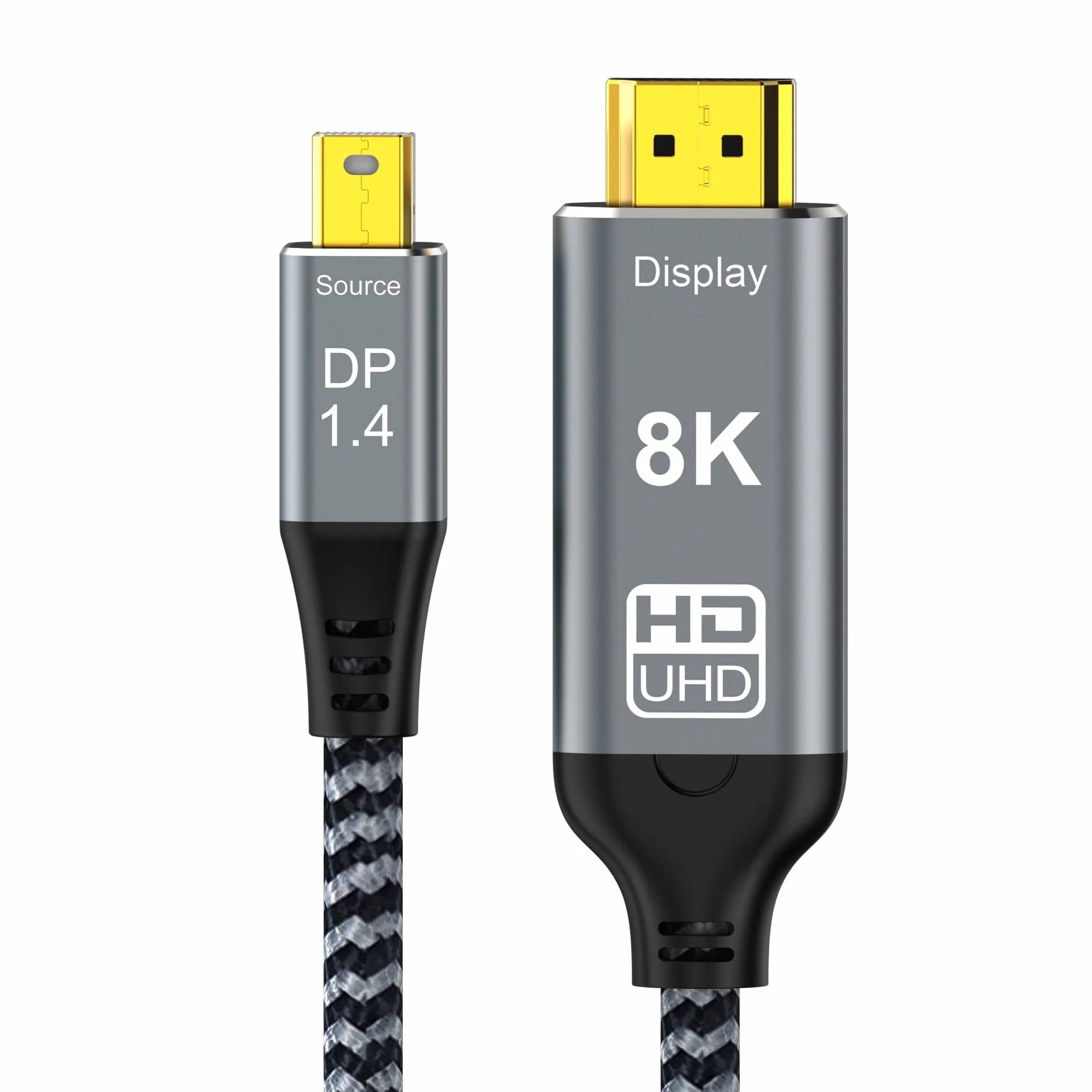 YIWENTEC 8K Mini DisplayPort to HDMI Cable Mini DP to HDMI 2.1 Supports 8K@60Hz 4K@120Hz HDR Aluminum Shell (2M)