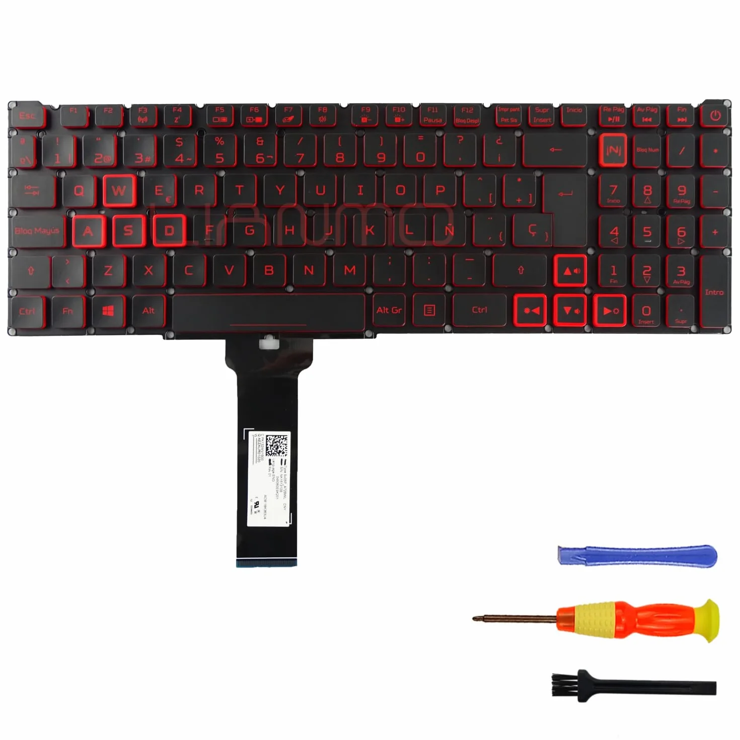 Tastiera di ricambio retroilluminata per Acer Nitro 5 AN515 AN517-51 AN517-52 AN715-51 distribuzione spagnola
