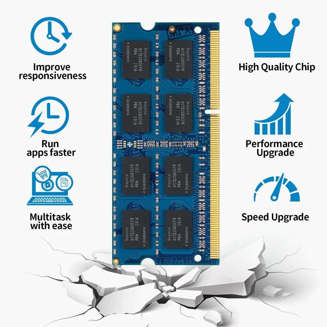 Motoeagle DDR3 1066MHz 4GB 2Rx8 PC3 8500 8500S SODIMM 8GB Kit (2x4GB) Unbuffered Non-ECC 1.5V CL7 204-Pin Memoria Laptop
