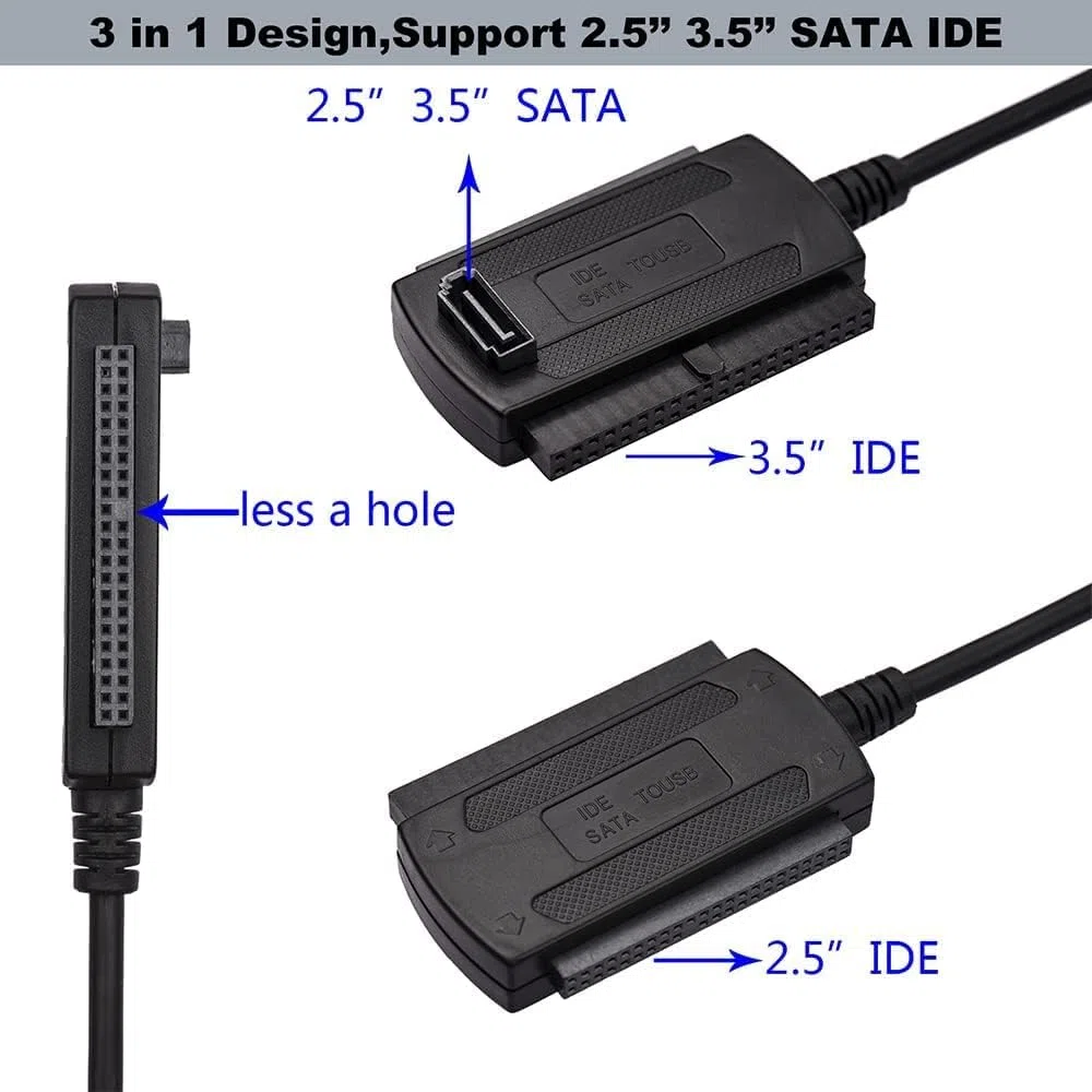 SATA/PATA/IDE drive to USB 2.0 adattatore convertitore cavo per HDD SSD 2.5 "3.5" con alimentazione di alimentazione esterna