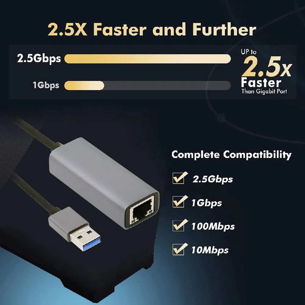 cablecc Cavo adattatore RJ45 2.5Gbps 2500Mbps a USB 3.0 GBE 1000Mbps Gigabit Ethernet LAN cavo adattatore per scheda madre desktop