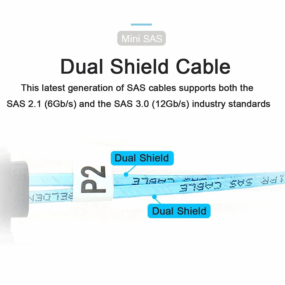 Cablecc Mini SAS SFF-8087 Host a 4 SFF-8482 Target SAS Hard Disk e SATA Cavo di alimentazione 50 cm