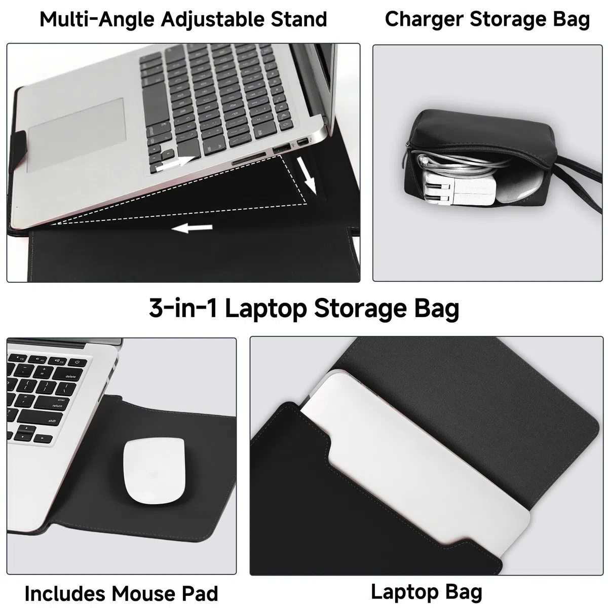 13-14 Pollici Laptop Custodia Porta Supporto per Macbook Neo 13 2026, MacBook Air 13 M5-M1 (2026-2018),MacBook Pro 13-14 M5-M1 Pro/Max (2026-2020), con Tasca Caricabatterie (Nero)