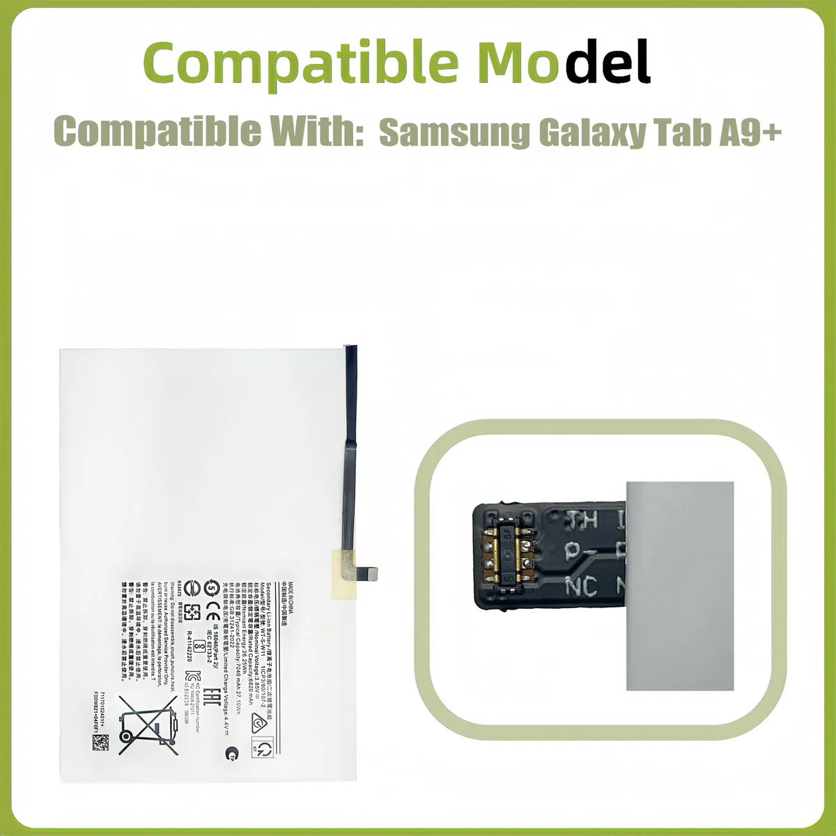 Batteria di ricambio compatibile Samsung Galaxy Tab A9+ SM-X210 SM-X215 SM-X216B con kit attrezzi