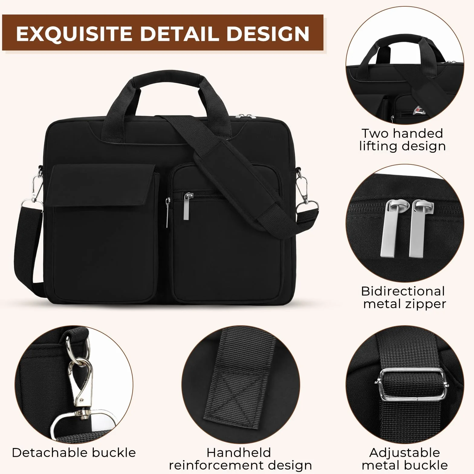 Borsa PC Portatile 15-16,1 Pollici, Borse per Laptop, Borsa a Tracolla per PC, Laptop Custodia, Borse a Tracolla Espandibile per Viaggi/Affari/Scuola/Uomini/Donne