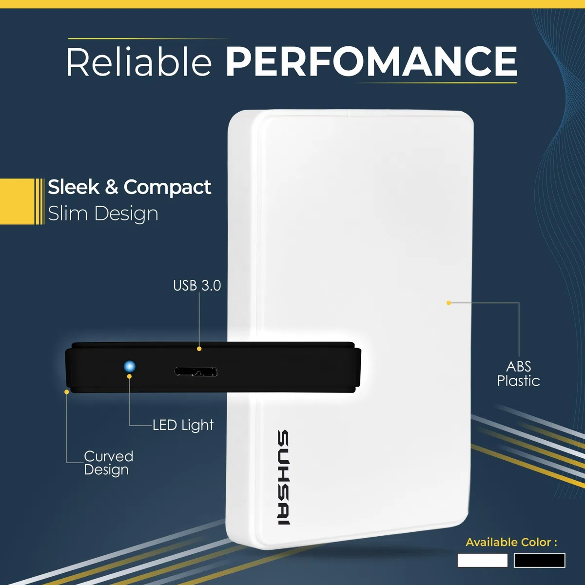 SUHSAI Disco rigido esterno da 320GB, HDD esterno portatile da 2,5", USB 3.0, unità di archiviazione e backup ultra sottile, compatibile con console di gioco, PC e Mac - Nero