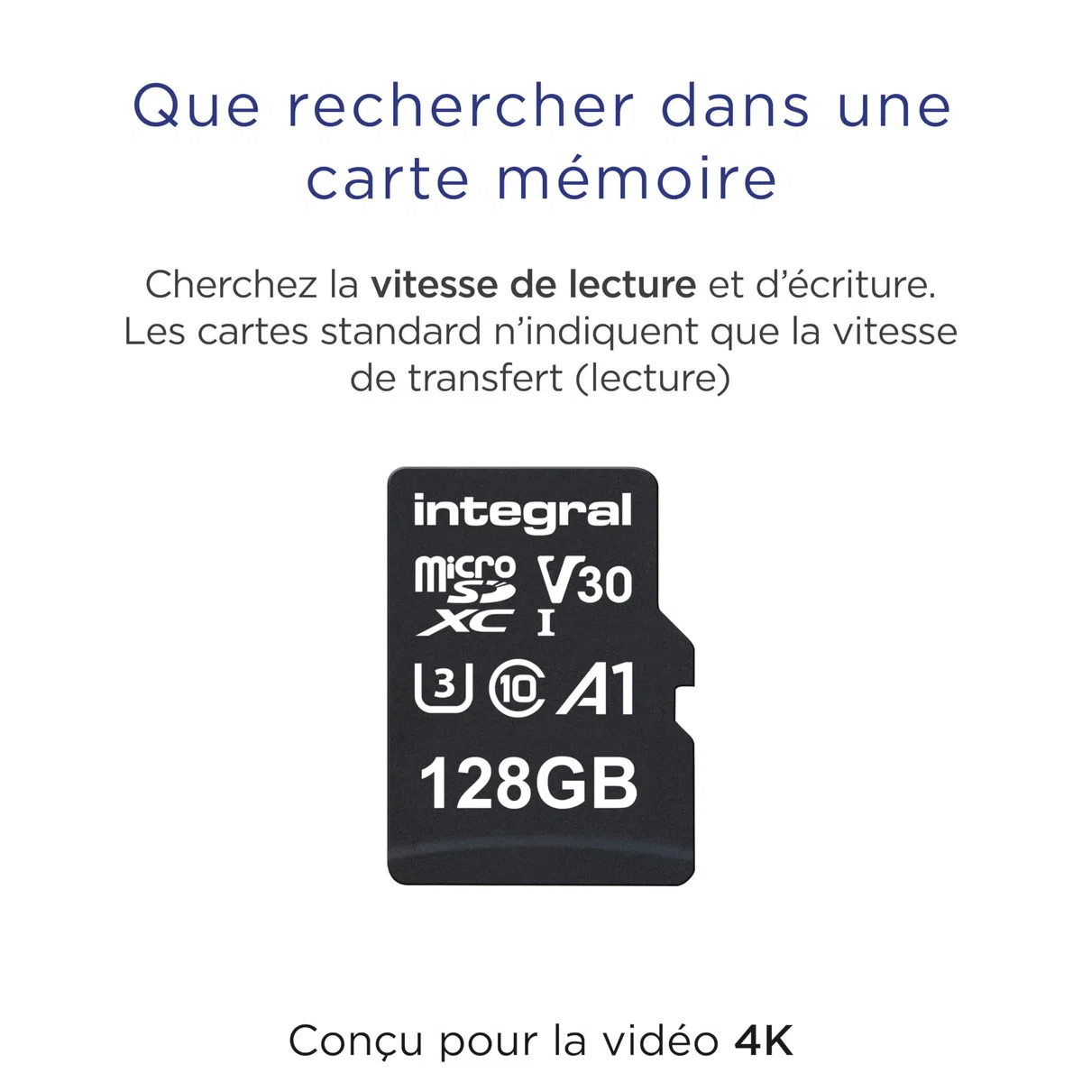 Integral Scheda Micro SD da 128 GB 4K Video Premium ad alta velocità SDXC fino a 100 MB s velocità di lettura e 50 MB s velocità di scrittura V30 C10 U3 UHS-I A1