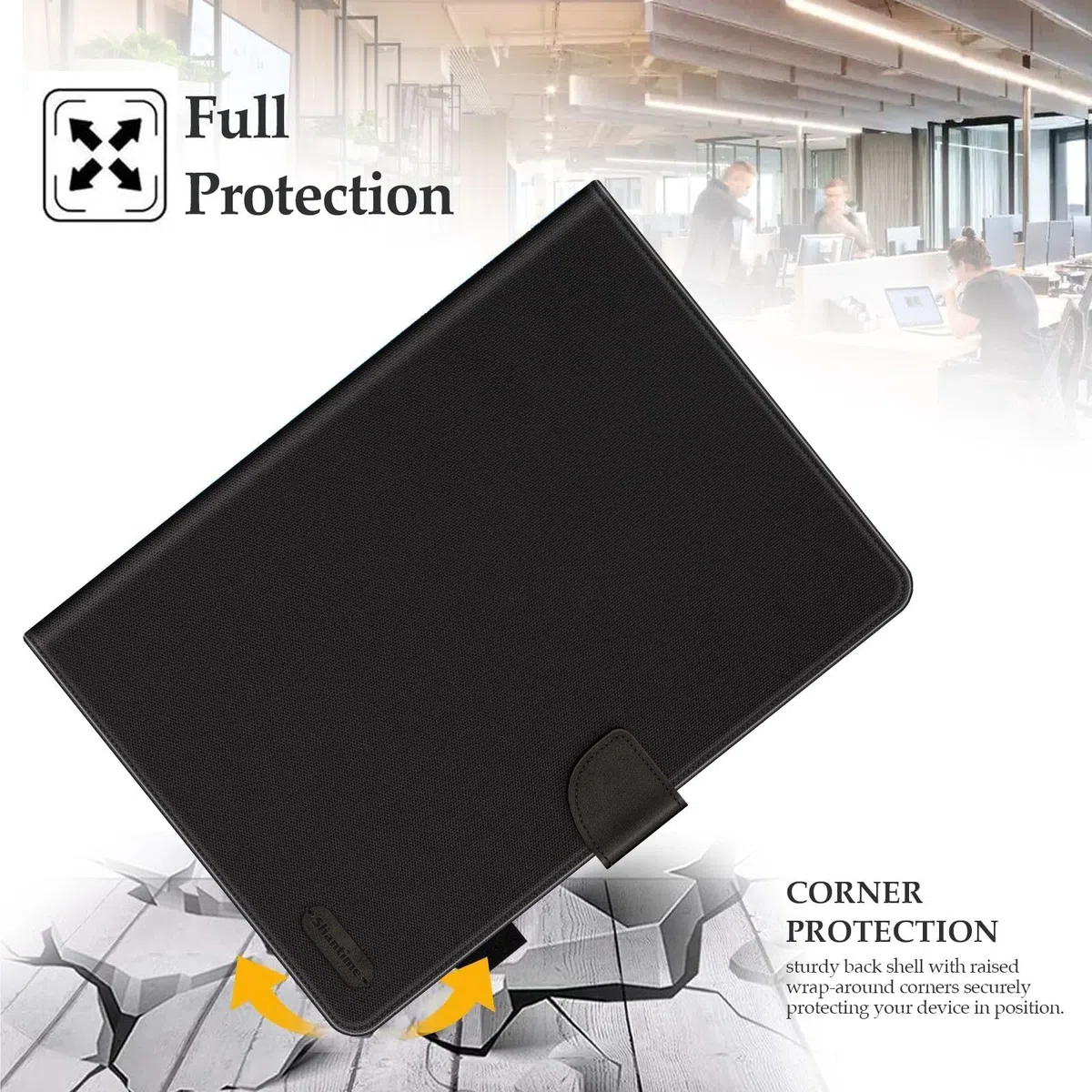 Custodia in Pelle Compatibile con Samsung Galaxy Tab Active 5 Pro 10.1 2025 Custodia Protettiva con Guscio Interno in TPU Silicone, Supporto Integrato(Nero)