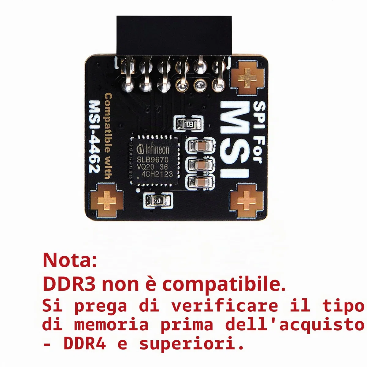 Modulo TPM2.0 TPM SPI 12 pin modulo con infineon SLB 9670 per scheda madre MSI compatibile con TPM2.0 (MS-4462)
