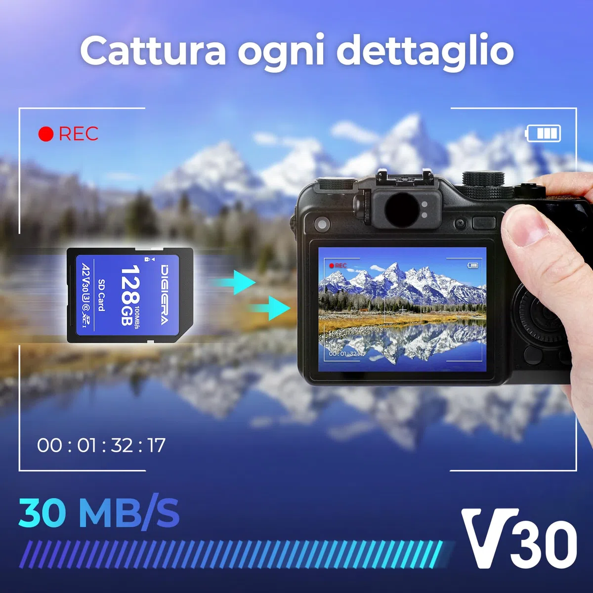 Scheda di Memoria SDXC UHS-I CS100 da 128 GB - Fino a 100 MB/s, C10, U3, V30, 4K UHD, per Computer, Fotocamere Digitali, Dispositivi Home Theatre, Navigatori Auto (Confezione da 1)