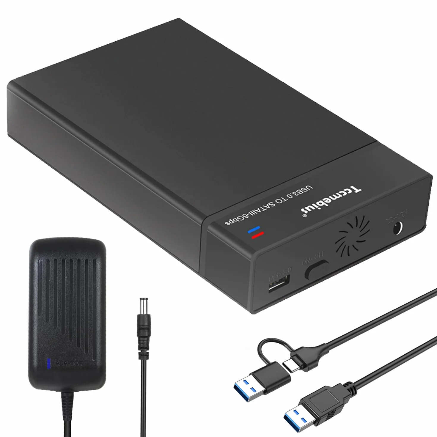 Case Esterno Disco Rigido 3,5 Hard Disk Enclosure USB 3.0 per 2,5/3,5 Pollici SATA HDD SSD Fino a 22TB, con Alimentatore 12V/3A Cavo USB A/C, Supporto UASP Funzione Sonno Automatica (TCC-S8)