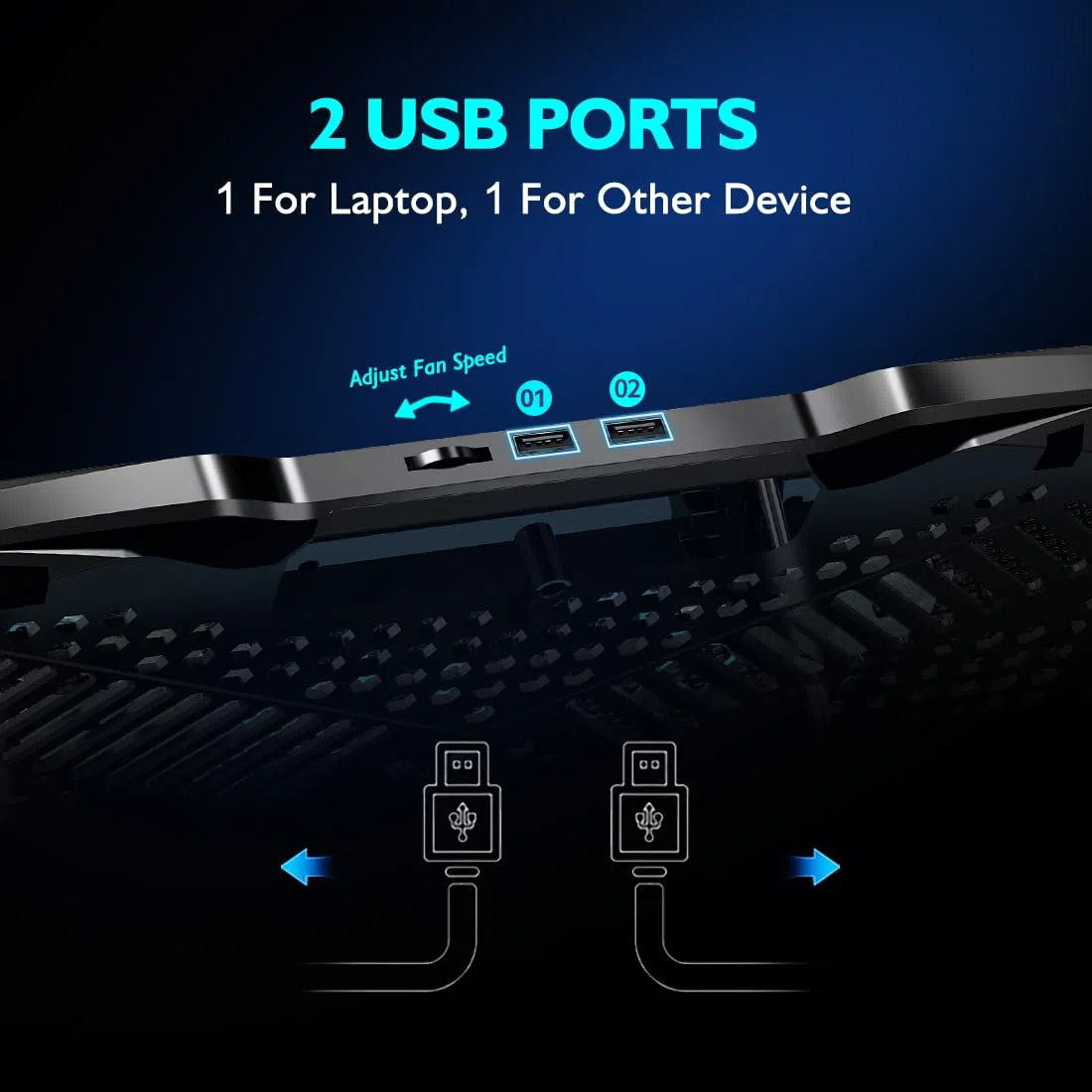 AIMIUZI Supporto di raffreddamento per laptop da 12-15,6 pollici, 5 ventole silenziose, regolabile a 5 angoli (nero)