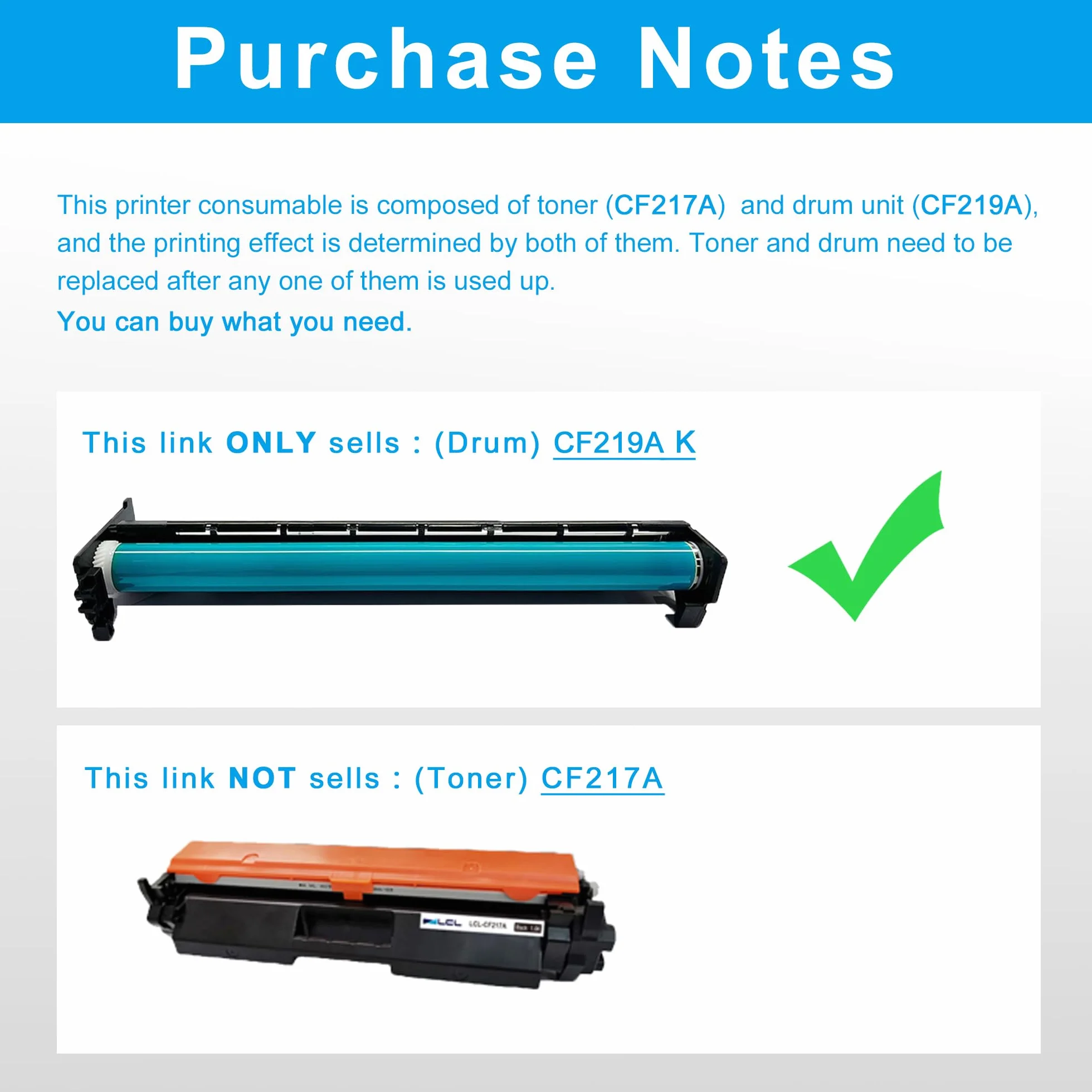 LCL Tamburo Compatibile 19A CF219A (1 Nero) sostituzione per HP LaserJet Pro M102 M102a M102w Laserjet Pro MFP M130 M130a M130fn M130fw M130nw M132 M132a M132fn M132fp M132fw M132nw M132sfnw M132snw