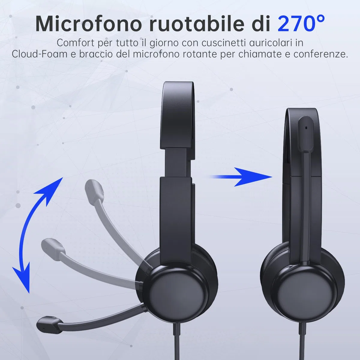 syndesmos Cuffie con Microfono per PC, Cuffie USB con Microfono a Cancellazione del Rumore, Cuffie PC per Ufficio, Computer, Portatile, Laptop, Macbook, Teams, Skype, Zoo, Cavo 1,8 m