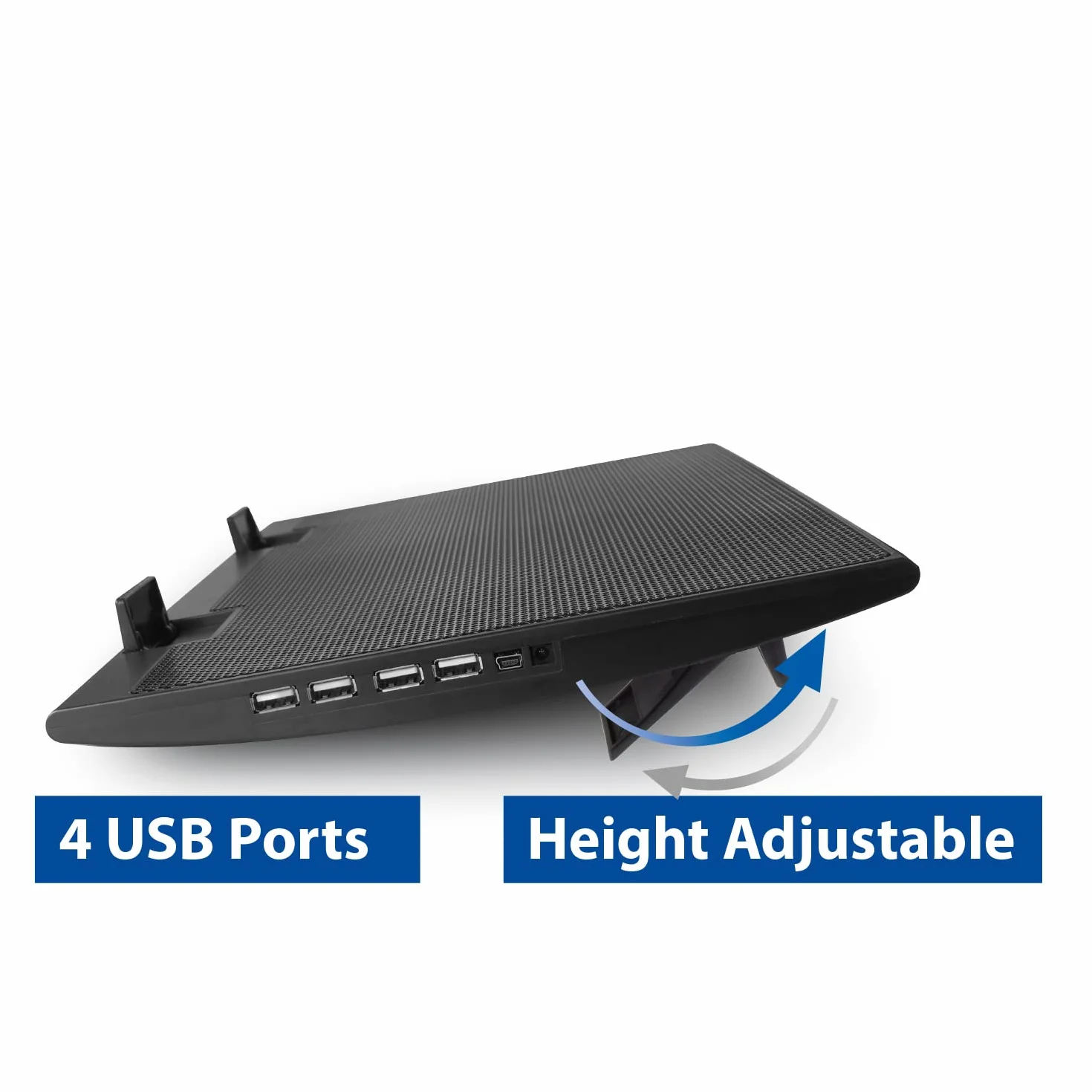 ACT Supporto di raffreddamento per laptop da 17", regolabile in altezza (2 posizioni ergonomiche), 2 ventole silenziose per l'ufficio, hub USB a 4 porte - AC8105