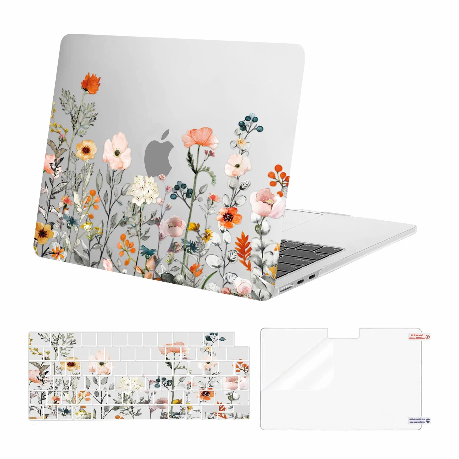MOSISO Custodia Compatibile con MacBook Air 13 Cover M5 M4 M3 M2 2026 2025-2022 A3449 A3240 A3113 A2681, Case per MacBook Air 13,6'' display Liquid Retina&Copritastiera&Proteggi Schermo, Trasparente