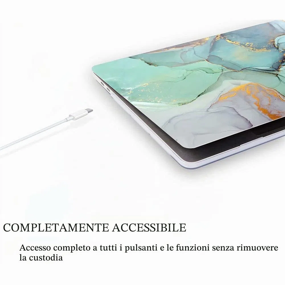 Fancity Cover Compatibile con MacBook Air 13 Pollici 2020 2021 A2337 M1 A2179 A1932, Custodia Rigida in Plastica Compatibile con MacBook Air 13 Pollici con Touch ID 2018-2021, Marble Green
