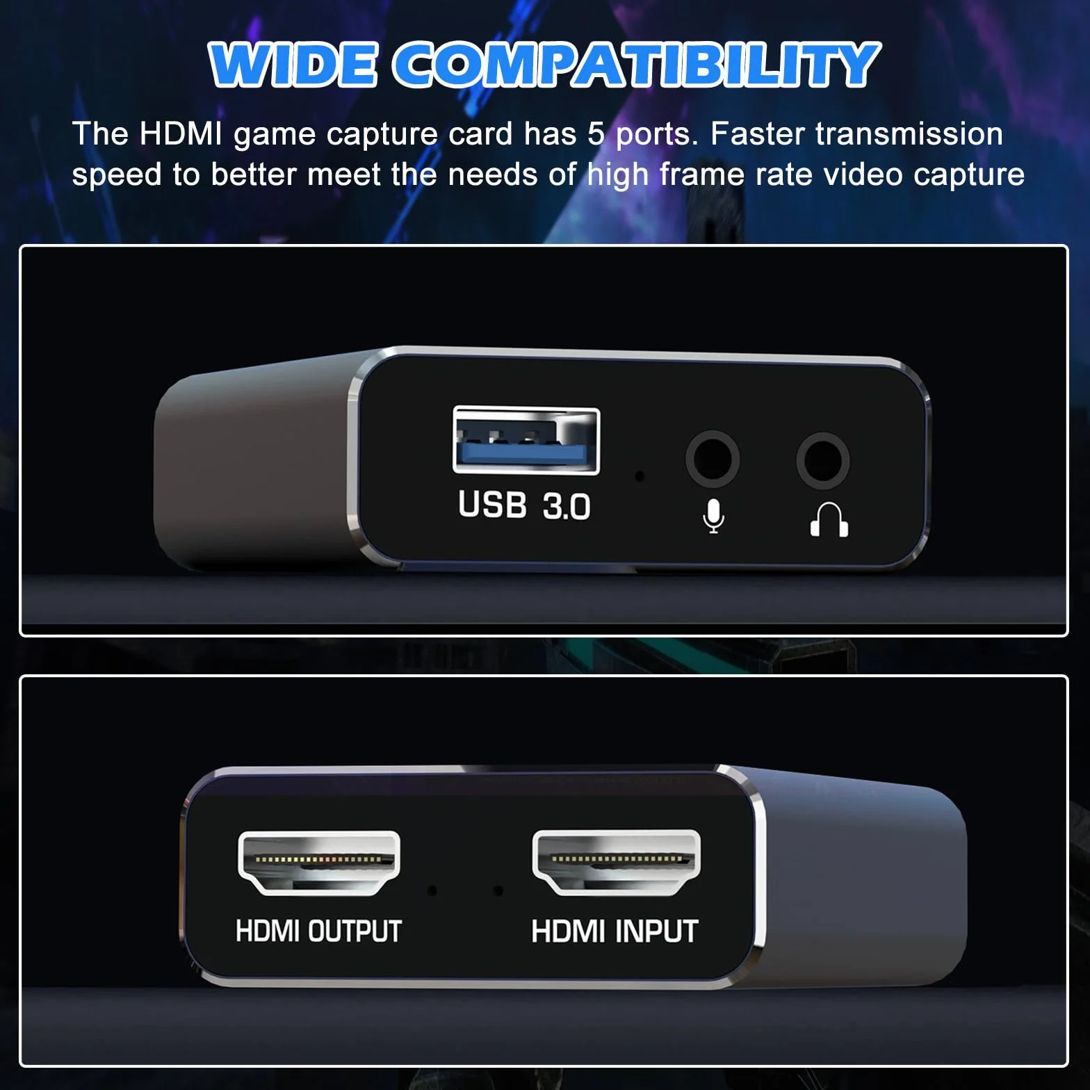 video Capture card HDMI a USB 3.0, 1080P 60Hz Audio 4K Loop-Out, Scheda di registrazione per PS4/PC/OBS/Fotocamera/Streaming/Insegnamento