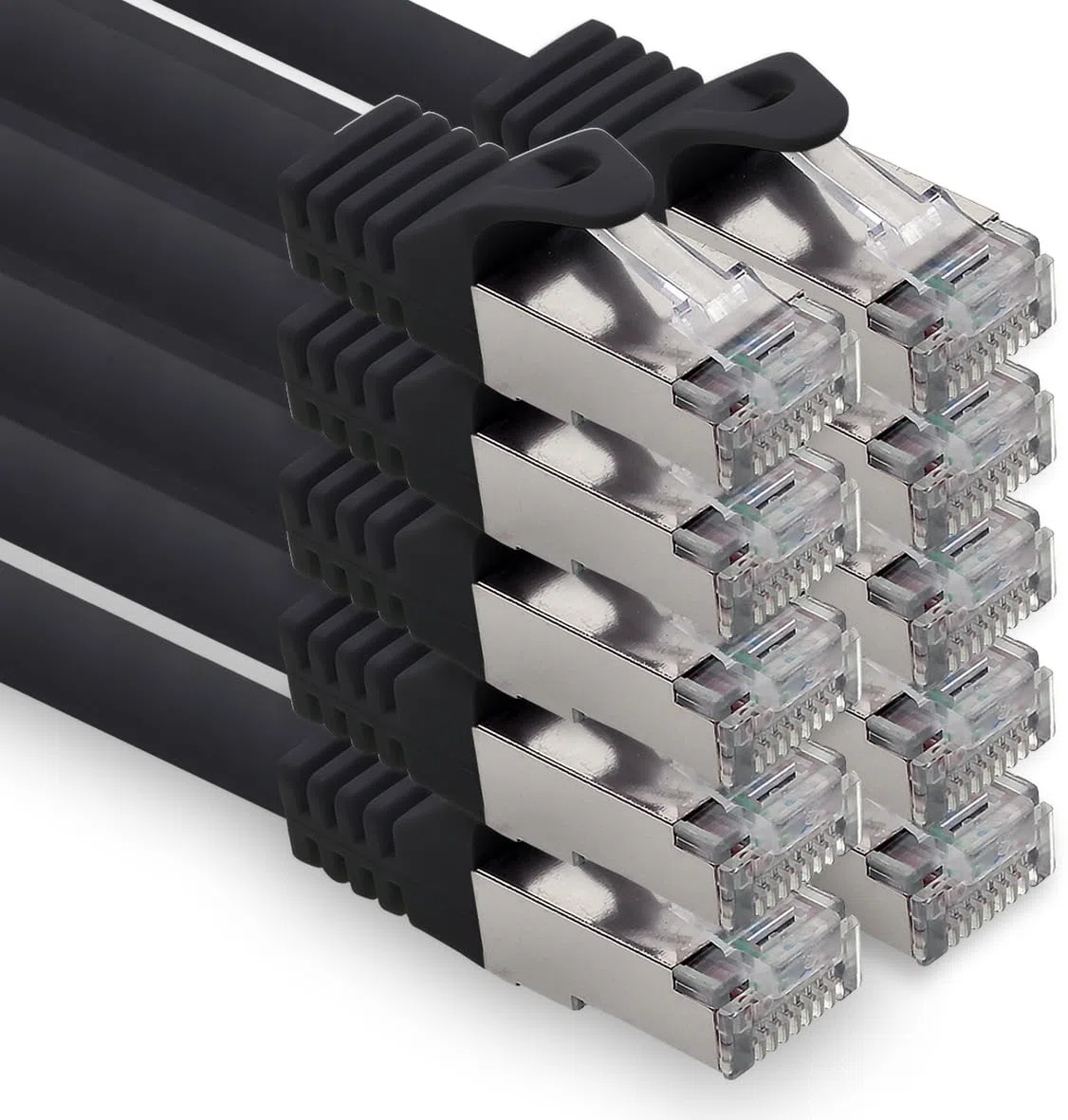 10 cavi di rete CAT.7, 1,5 m, colore nero, S-FTP LSZH PIMF 10 GB s RJ45 maschio Cat6a