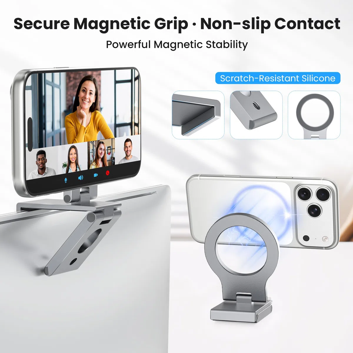 Itramax Continuity Camera Mount,Supporto Magnetico per Telefono Portatile per Webcam per iPhone 17 Air 16 15 14 13 12,Custodia Mag-Safe,iMac&Macbook MacOS 13 Ventura,FaceTime,Regolabile Alluminio