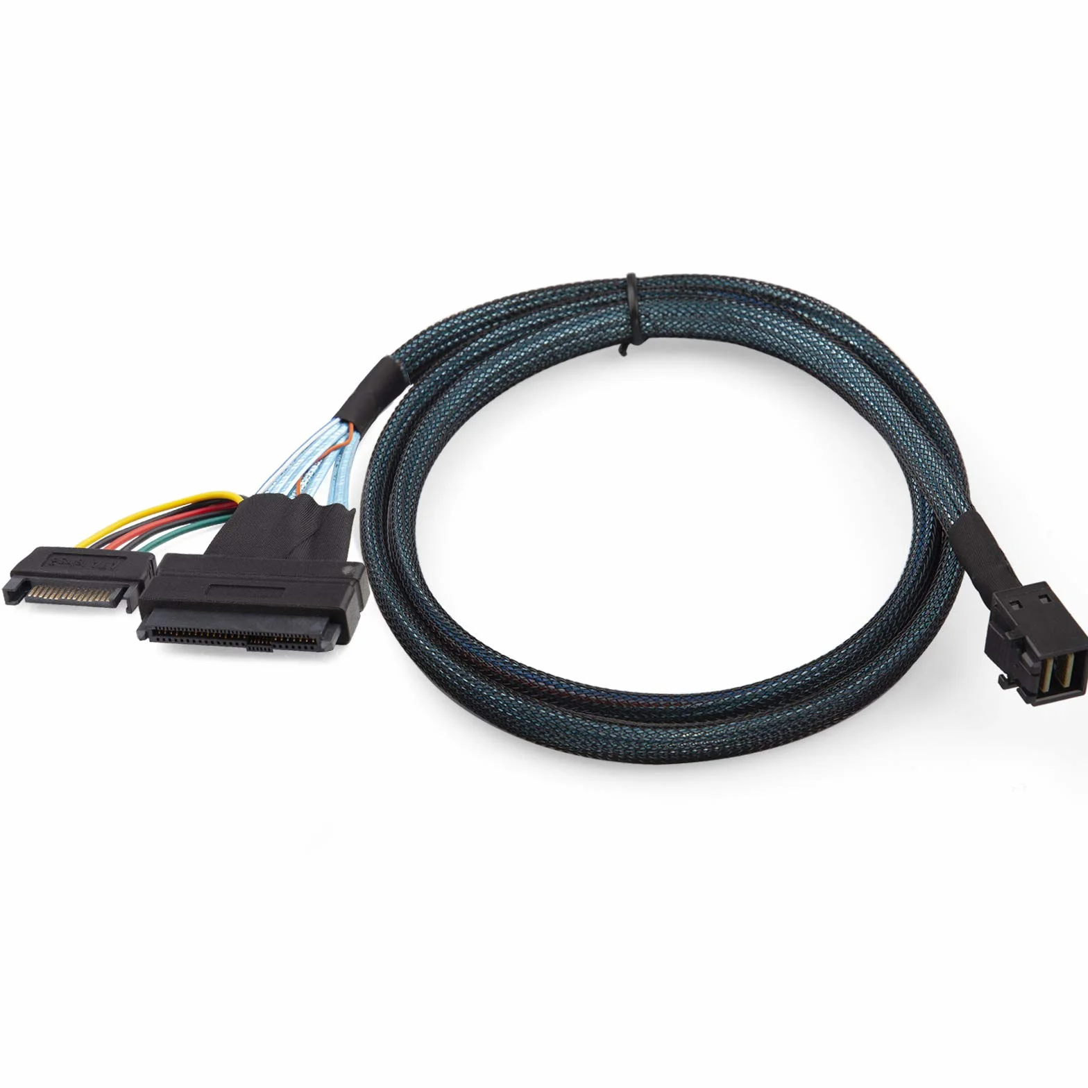 10Gtek 12G Internal Mini SAS SFF-8643 to U.2 SFF-8639 NVMe SSD Cable with 15 pin Male SATA Power Connector, PCIe 4.0, 85 Ohm, 3.3ft/1m