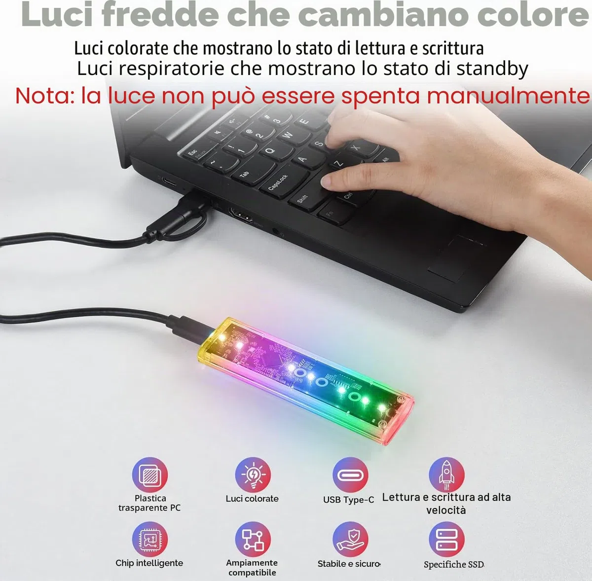 ELUTENG Case SSD M.2 NVMe USB 3.1 10Gbps Adattatore SSD M2 NVMe Senza Attrezzi Esterno Adattatore NVMe per PCIe M-Key SSD 2230/2242/2260/2280 Supporto UASP & Trim con Cavi USB C a C/A (Transaprent)