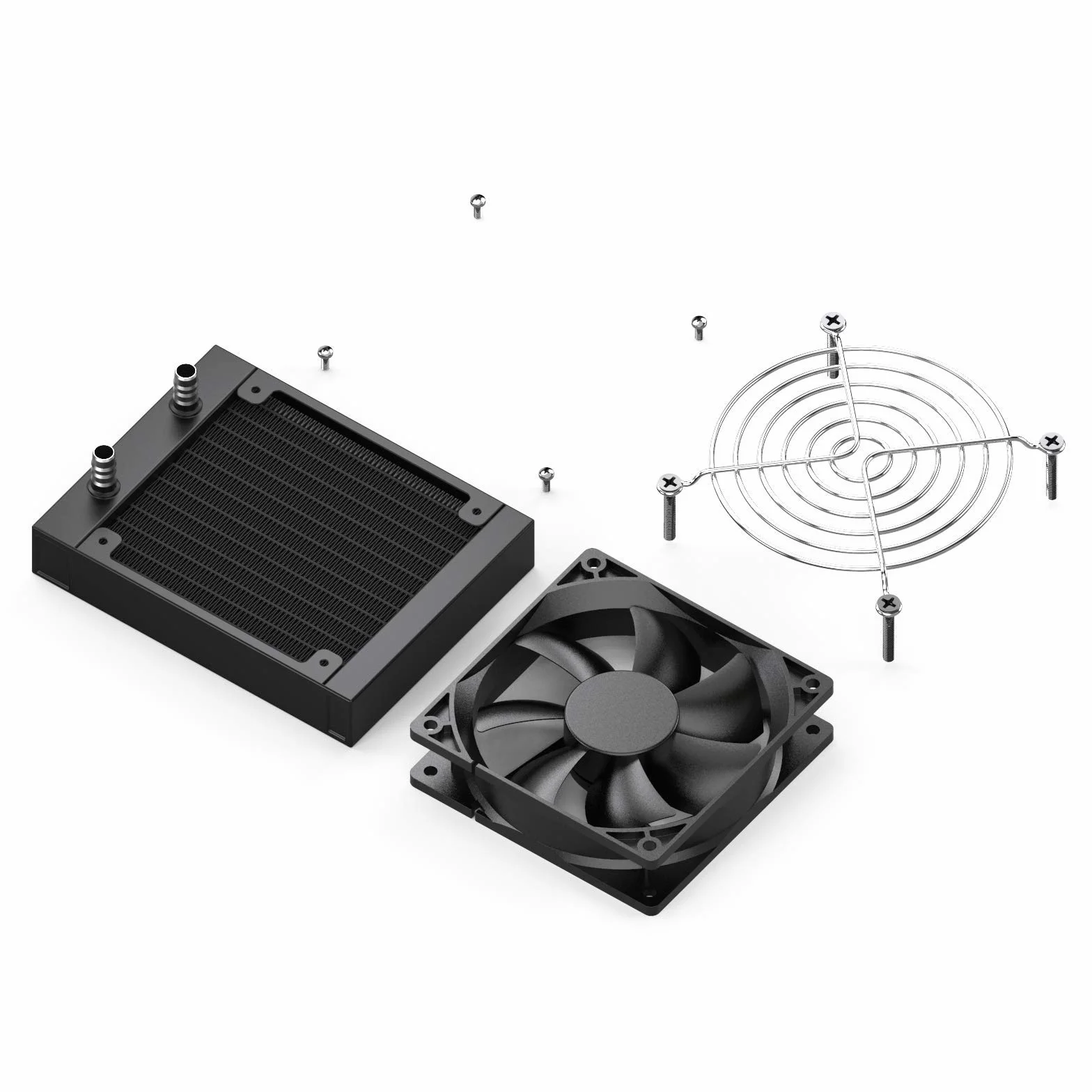 Radiatore ad acqua Cooling, 8 tubi in alluminio, con ventola per PC, PC, PC, computer, sistema di raffreddamento dell'acqua, DC12 V, 80 mm