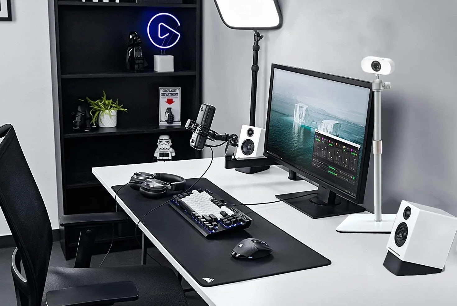 Supporto magnetico bianco per webcam Logitech Brio 100 300 500, C270, C310, StreamCam, MX Brio 4K, C920, C922, C930, C925, C615