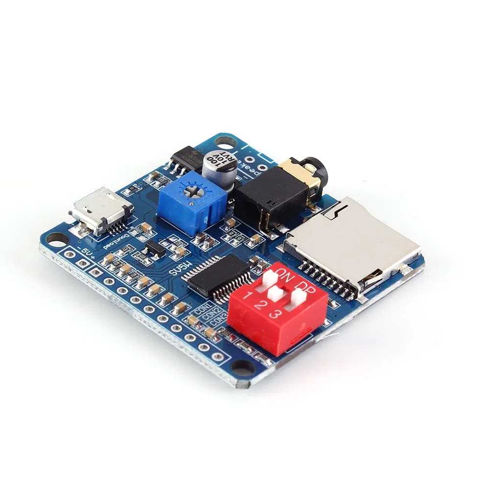 Modulo di Riproduzione Vocale,Scheda Audio per Riproduzione UART I/O Trigger Amplificatore classe D 5W SD/TF Card Play Serial Port Control Playback Compatibile