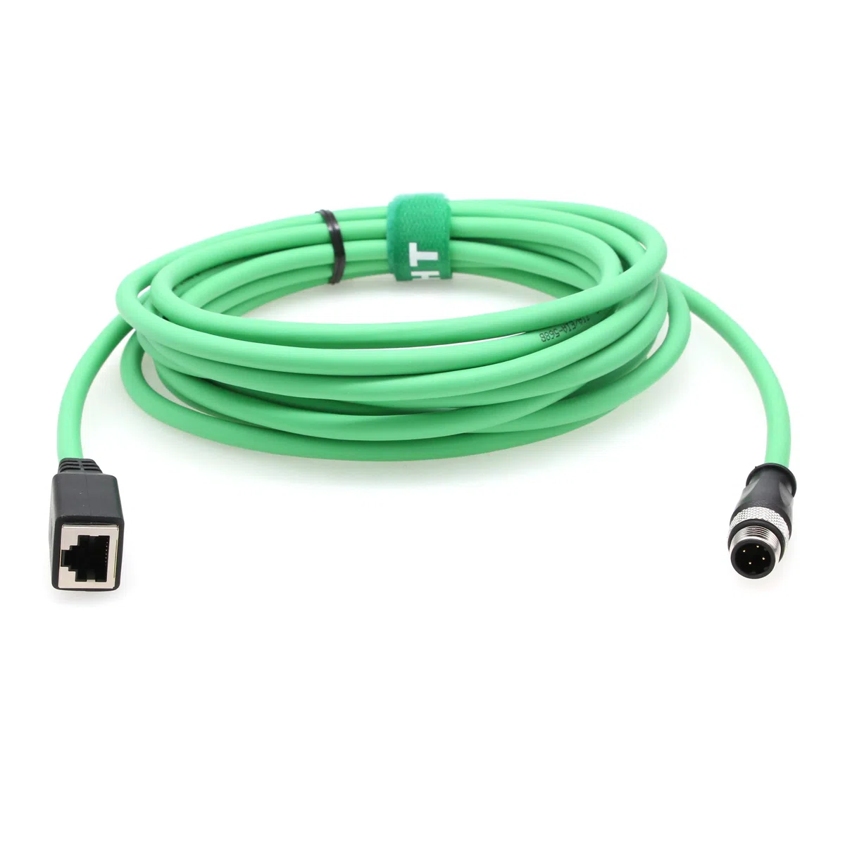 HangTon Cavo adattatore di rete Ethernet Cat5e M12 a 4 pin con codifica D maschio a RJ45 femmina, per sistemi di visione industriale, controllo automazione PoE, ad alta flessibilità, schermato, verde,