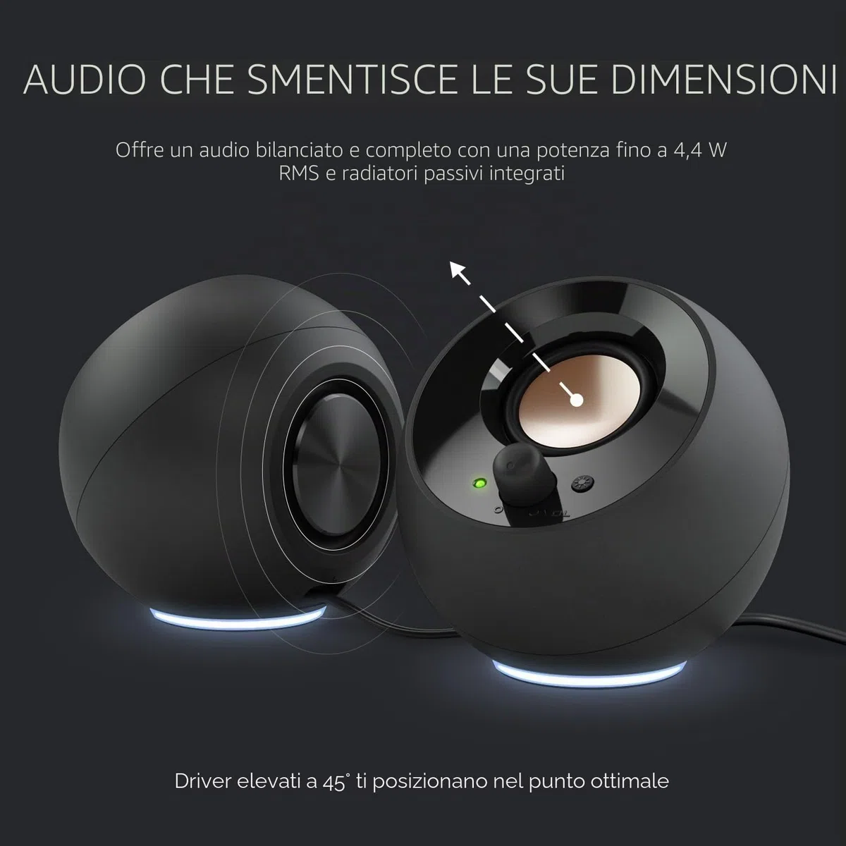 CREATIVE Pebble SE - Altoparlante PC minimalista 2.0 USB-C alimentato con illuminazione RGB, ingresso AUX da 3,5 mm, potenza RMS fino a 4,4 W per computer e computer portatili (bianco)
