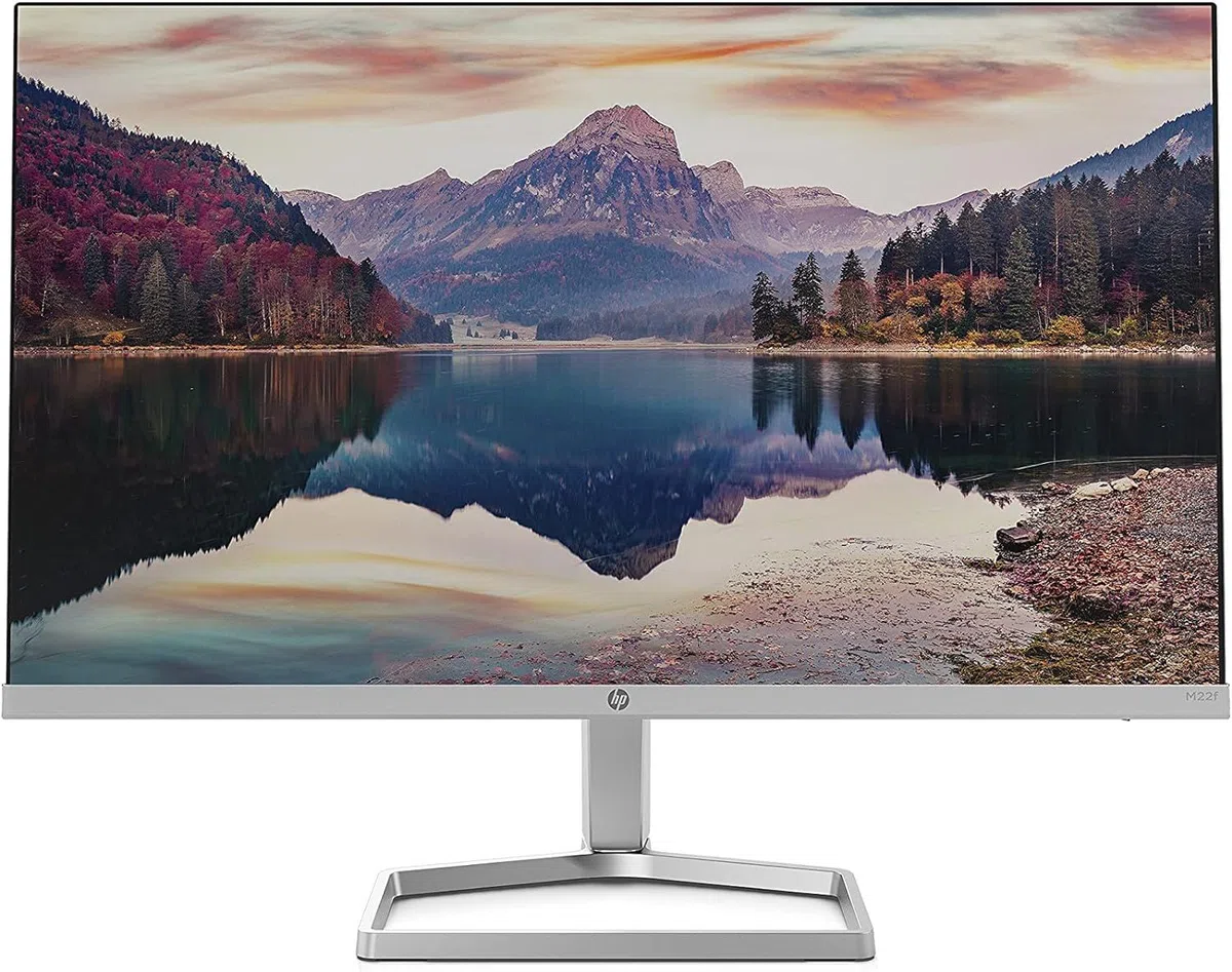HP M22f FHD Monitor, Schermo da 21,5 Pollici Full HD, Risoluzione 1920 x 1080 Pixel con Tecnologia IPS ed EyeSafe, Micro-Edge, Antiriflesso, Tempo di Risposta 5 ms, HDMI 1.4 e VGA, Argento