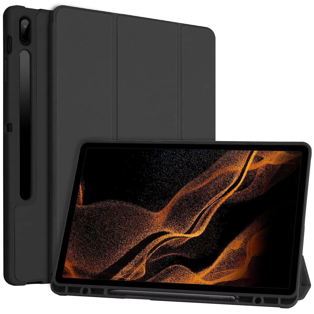 Custodia Compatibile con Samsung Galaxy Tab S7 Fe/S8+ Plus,Con S Pen Holder Cover per 12.4" Galaxy Tab S8+ 2022/S7 FE 2021/Tab S7 Plus 2020, con Portapenne Più Angoli di Visuale (Nero)