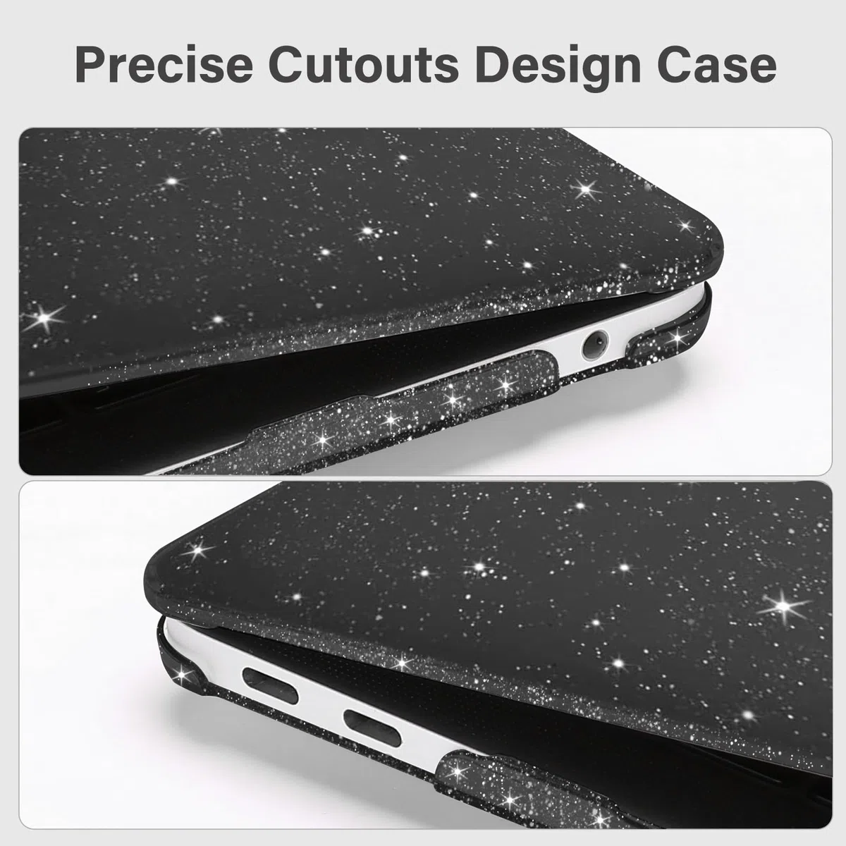 MOSISO Custodia Compatibile con MacBook Air 13 Cover M1 2021 2020 2019 2018 A2337 A2179 A1932 Touch ID, Glitter Case per MacBook Air M1 Cover 13,3'' Pollici&Copritastiera&Pellicola, Nero