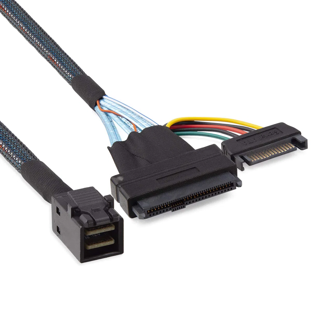 10Gtek 12G Internal Mini SAS SFF-8643 to U.2 SFF-8639 NVMe SSD Cable with 15 pin Male SATA Power Connector, PCIe 4.0, 85 Ohm, 3.3ft/1m