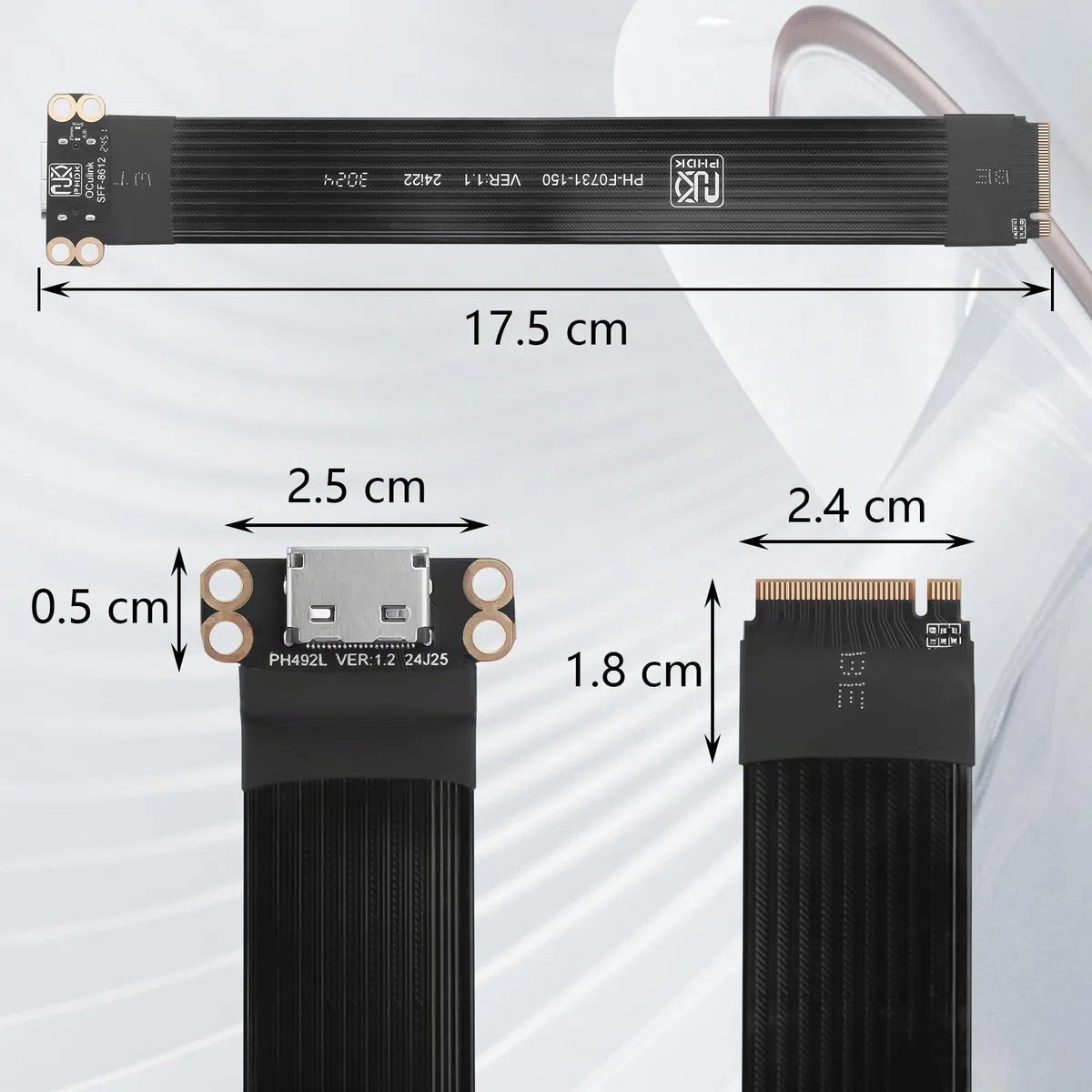 GINTOOYUN PCI-E4.0 M.2 NVME a Oculink SFF-8611/8612 Cavo adattatore M.2 M-Key 2280 NGFF a Oculink SFF-8611 SFF-8612 cavo host femmina per laptop, eGPU ecc. (17,5 cm)