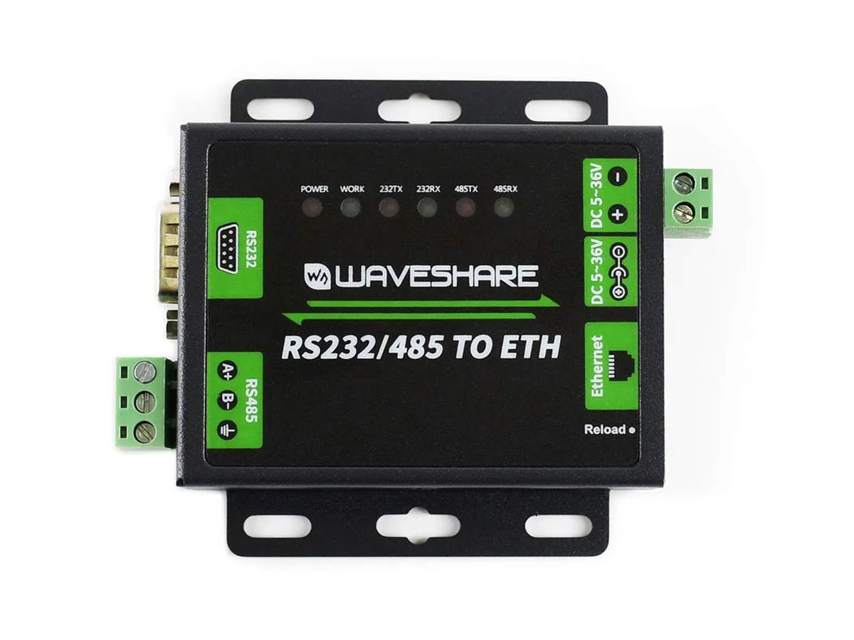 Waveshare Industrial Converter RS232 or RS485 to Ethernet Enables Bi-Directional Transparent Data Transmission