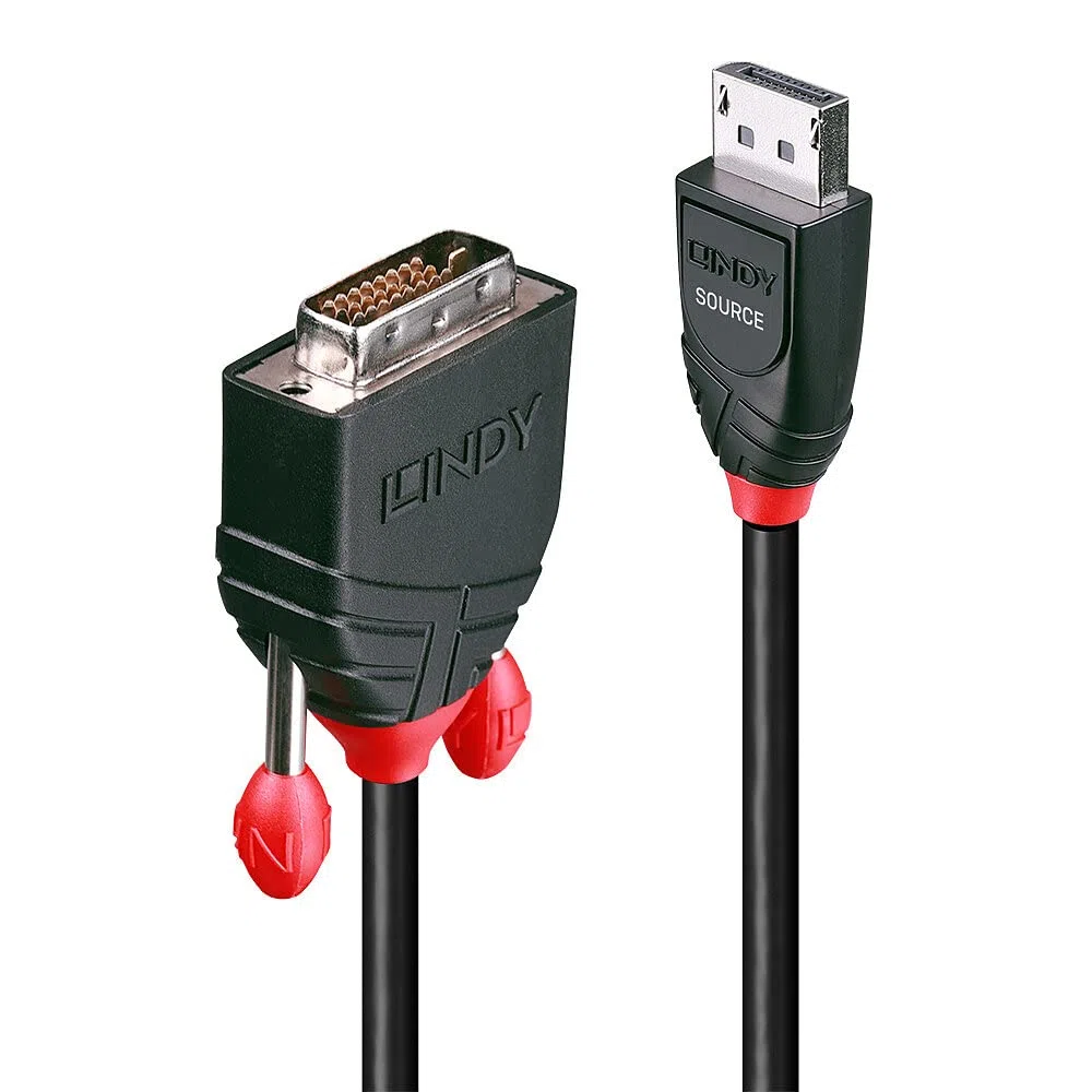 Lindy 41491 Cavo DisplayPort/DVI-D Attivo, 2 m, Nero