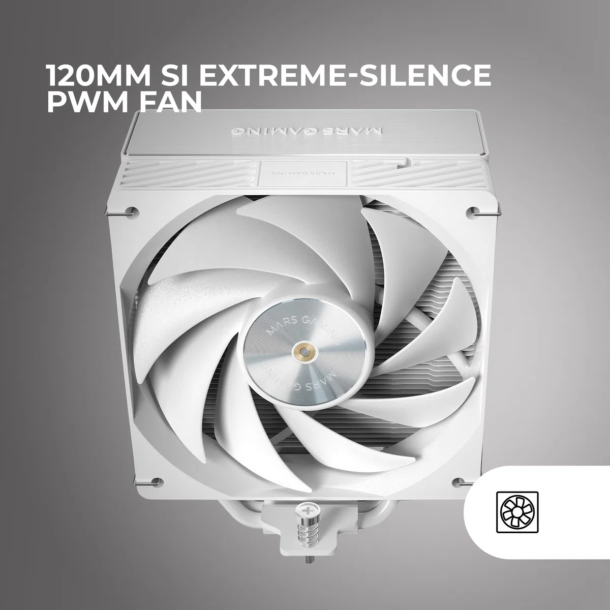 Mars Gaming MCPU-X5, Dissipatore CPU 280W TDP, 5x Heatpipes HCT Nuova Generazione, Ventola PWM SI Extreme-Silent 120mm, Nucleo in Rame Iperbilanciato, Compatibilità Universale Intel e AMD, Bianco