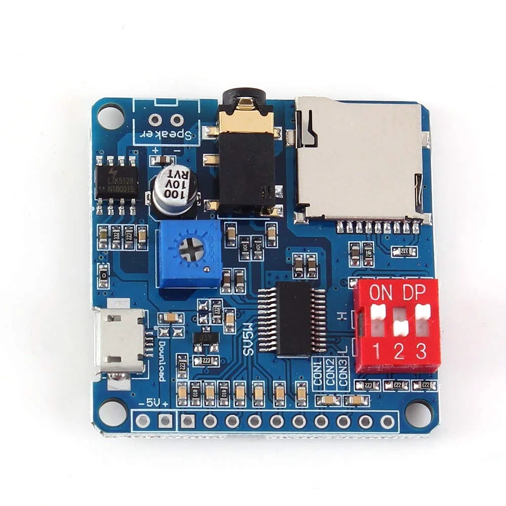 Modulo di Riproduzione Vocale,Scheda Audio per Riproduzione UART I/O Trigger Amplificatore classe D 5W SD/TF Card Play Serial Port Control Playback Compatibile