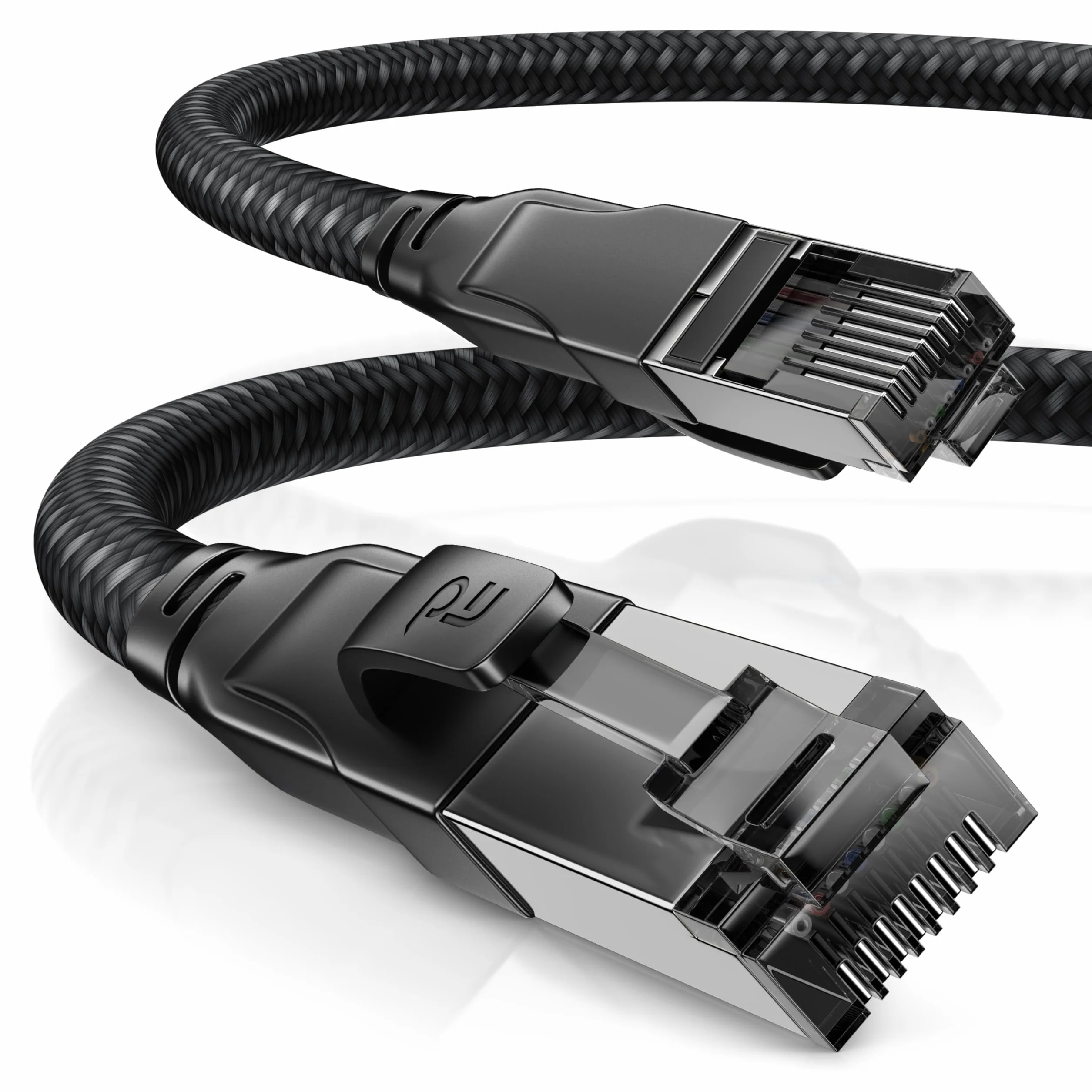 CSL - Cavo di rete CAT 8.1, 40 Gbits, 15 m, rivestimento in cotone, serie nera, cavo patch LAN RJ45, CAT 8 Gigabit Ethernet, 40000 Mbits, schermatura S/FTP PIMF, compatibile con Cat 6 Cat 7