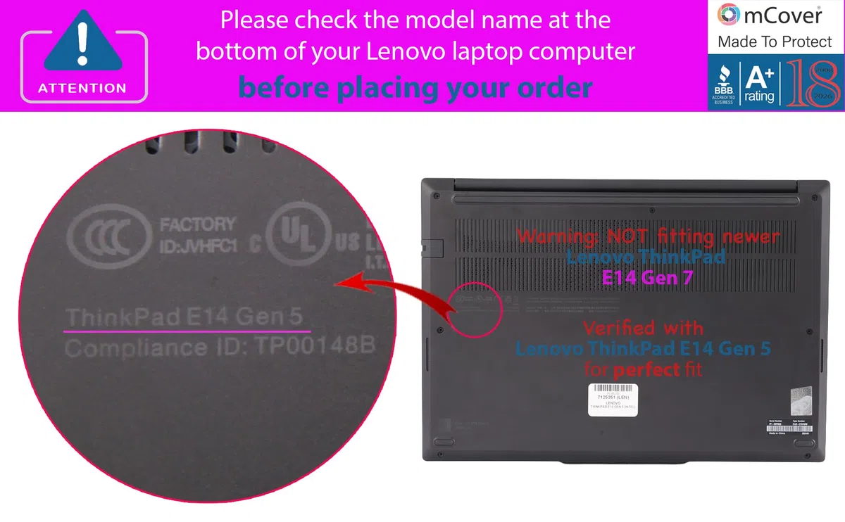 mCover Custodia rigida compatibile solo per Lenovo ThinkPad E14 Gen 5 / Gen 6 2023-2025 da 14" (con cerniera a 180°, non compatibile con altri modelli Lenovo) - Aqua