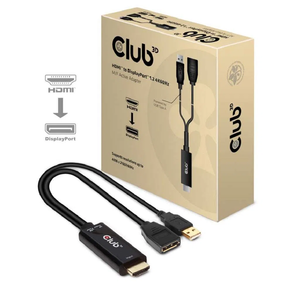 Club3D CAC-1331 - Adattatore attivo da HDMI a DisplayPort 1.2 4K60Hz M/F