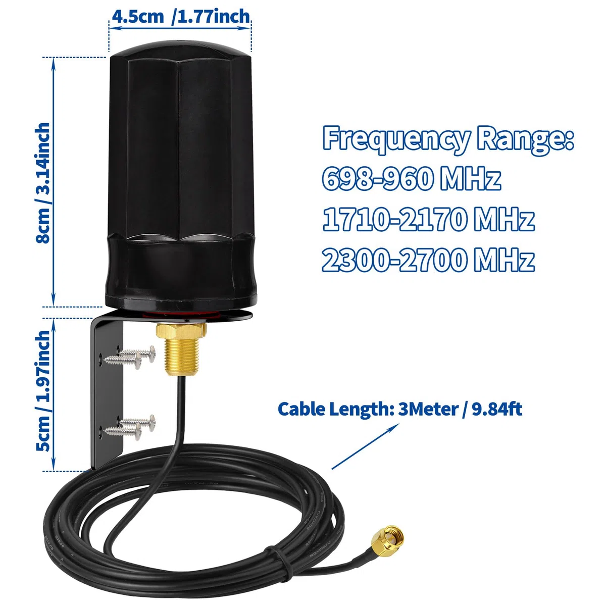 Bingfu Antenna 4G LTE Esterna 7 dBi SMA Maschio Supporto a Parete Imperméable per Iliad TIM WindTre Vodafone 4G LTE Router Gateway Modem Fotocamera da Caccia Fotocamera Trappola per Animali